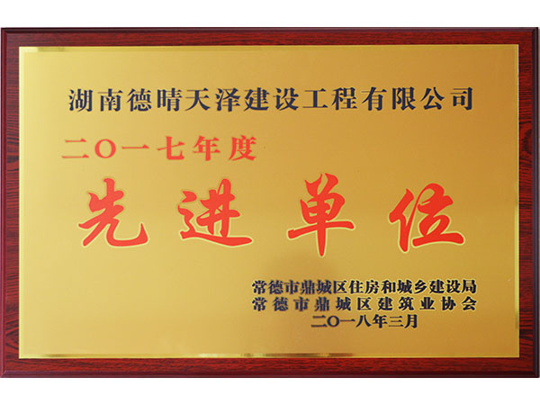 2017年度鼎城協(xié)會(huì)先進(jìn)單位2018年3月頒發(fā)